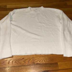 Super Soft Plush White Women's Mockneck Sweater, Large.